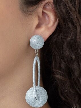 Paparazzi Silver Statement Post Earrings - Textured, Spiral Geometric Fashion
